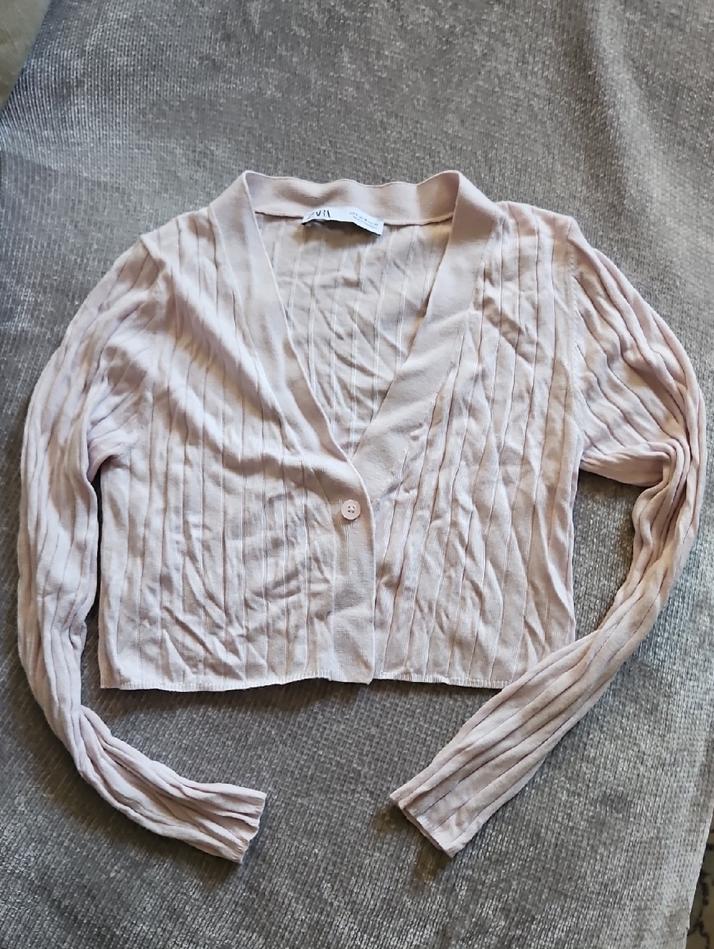 Blush Ribbed Cropped Cardigan